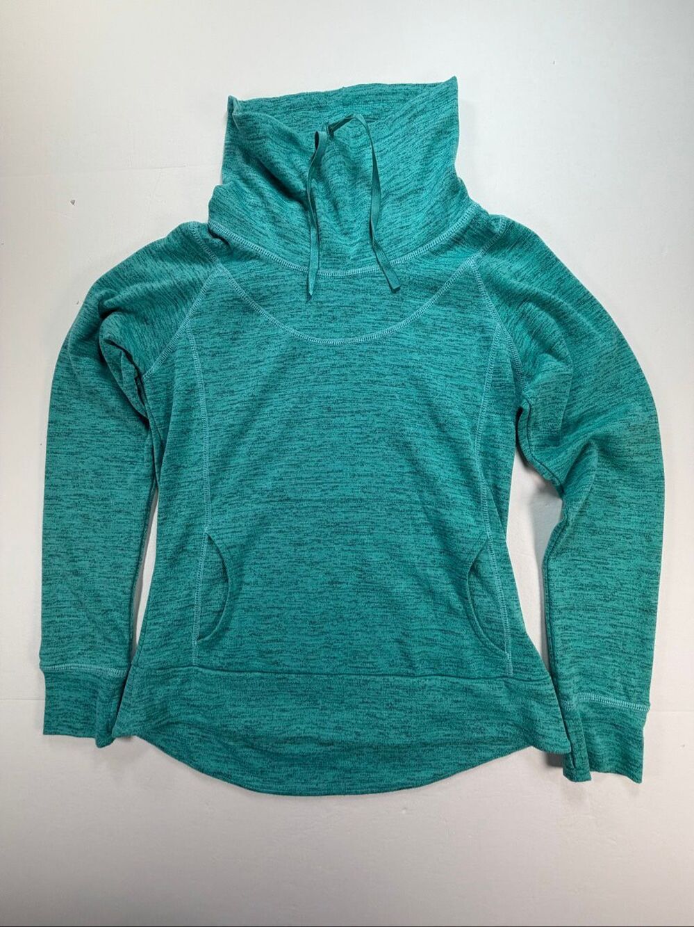 KÜHL Léa Pullover Women’s Size Medium Teal Heather Cowl Neck Sweater Outdoor Top